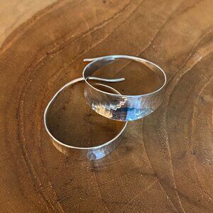 RETIRED James Avery Valle Hoop Earrings, Hammered Sterling Silver